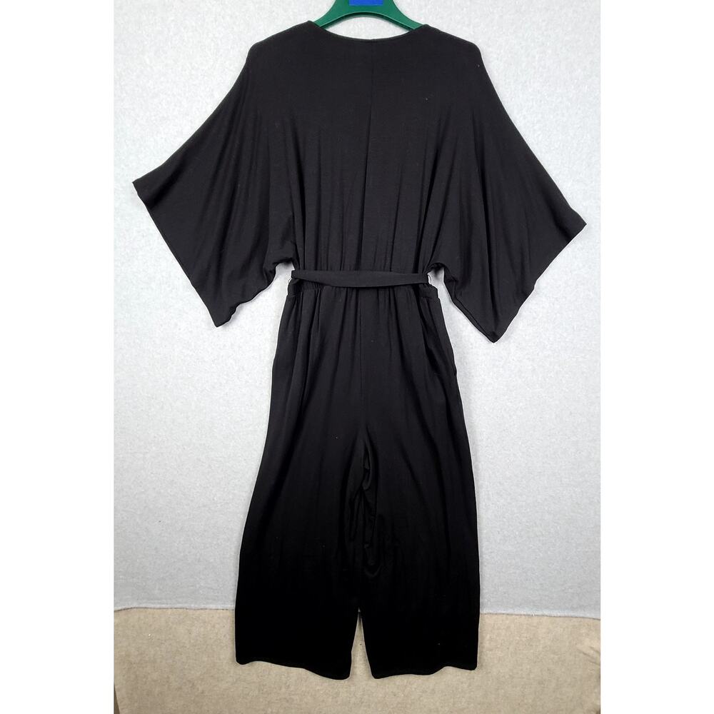 Garnet Hill Prato Knit Boatneck Kimono Sleeve Wide Leg Jumpsuit Black Medium NEW - Picture 8 of 13